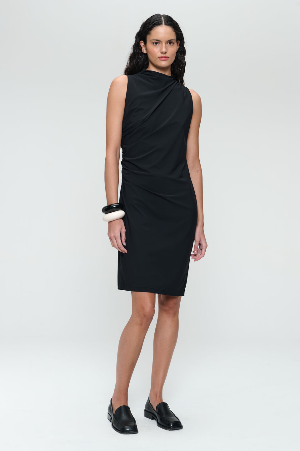 Verena stretch technical jersey dress | Black