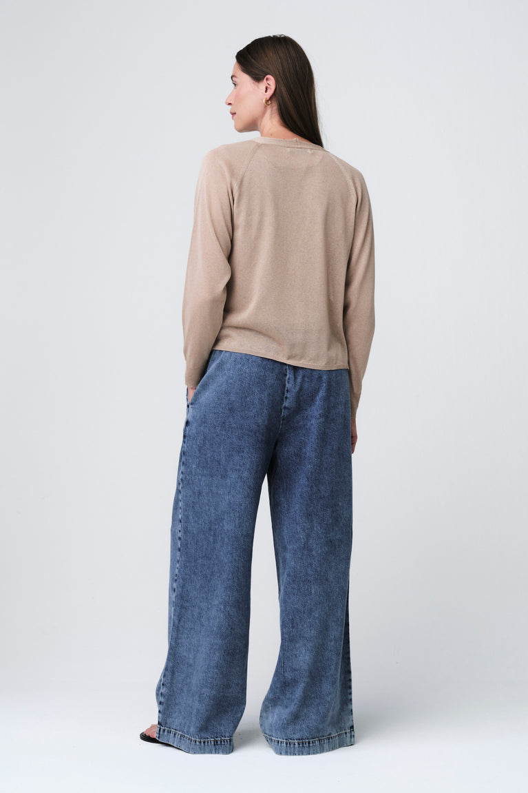 Fine Viscose Cardigan 26023 | Gold Beige
