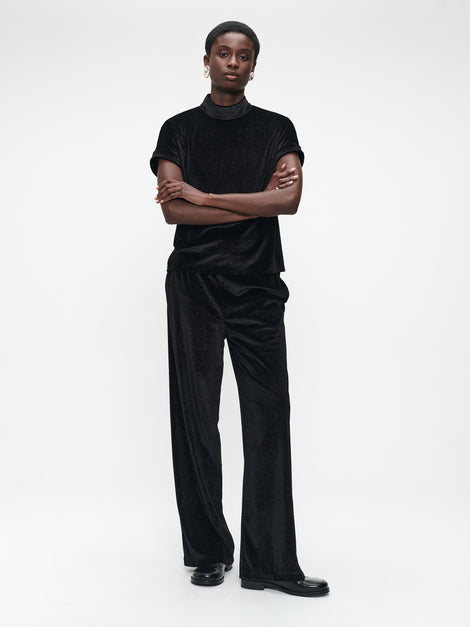 Simone velvet pants | Black shiny