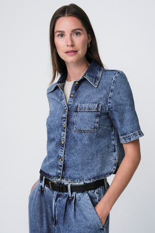 Cross hopcar denim shirt | Random Blue