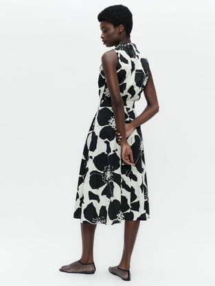 Anita flower print poplin dress | Black