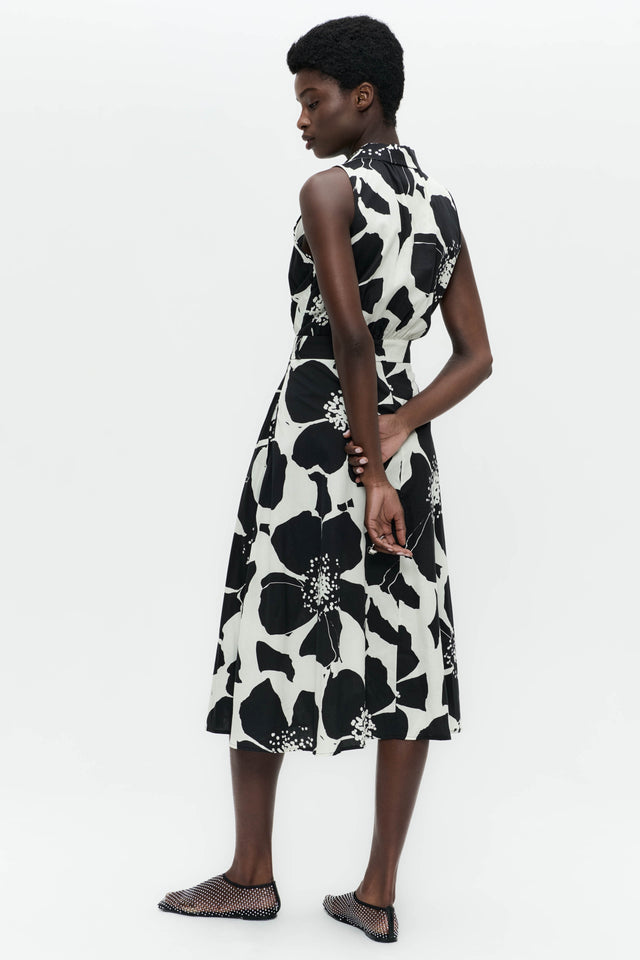 Anita flower print poplin dress | Black
