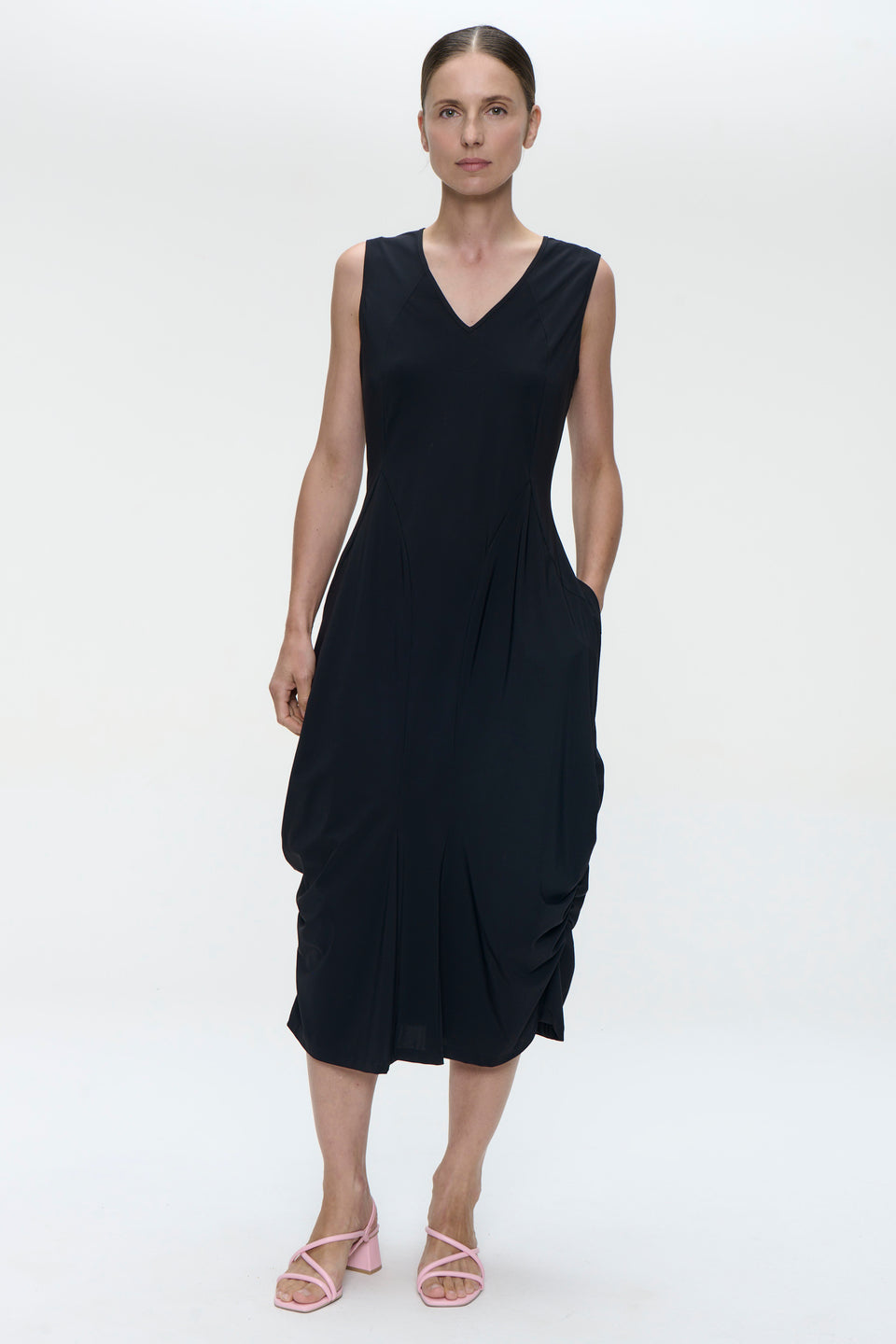 Ria WS stretch technical jersey dress | Black