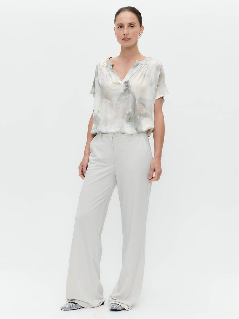 Remi printed silk viscose top | Grey
