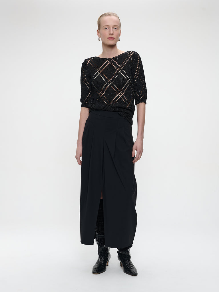 Openwork top with sequins 9040 | Black