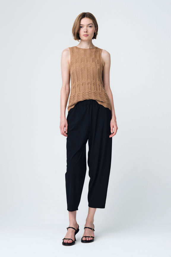 Openwork knit Vest E24082 | Camel