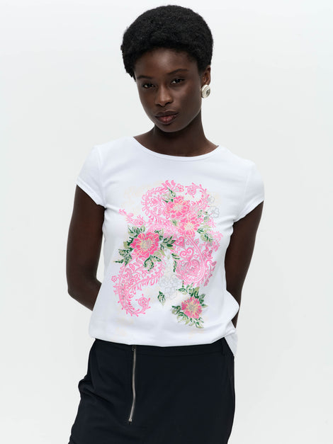 Cotton print t-shirt | White