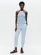 Open shoulders cotton viscose top 9042 | Light Blue