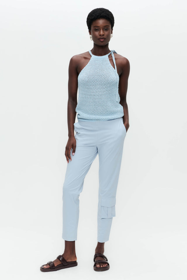 Open shoulders cotton viscose top 9042 | Light Blue