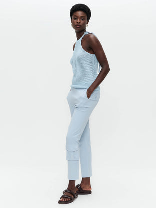 Open shoulders cotton viscose top 9042 | Light Blue
