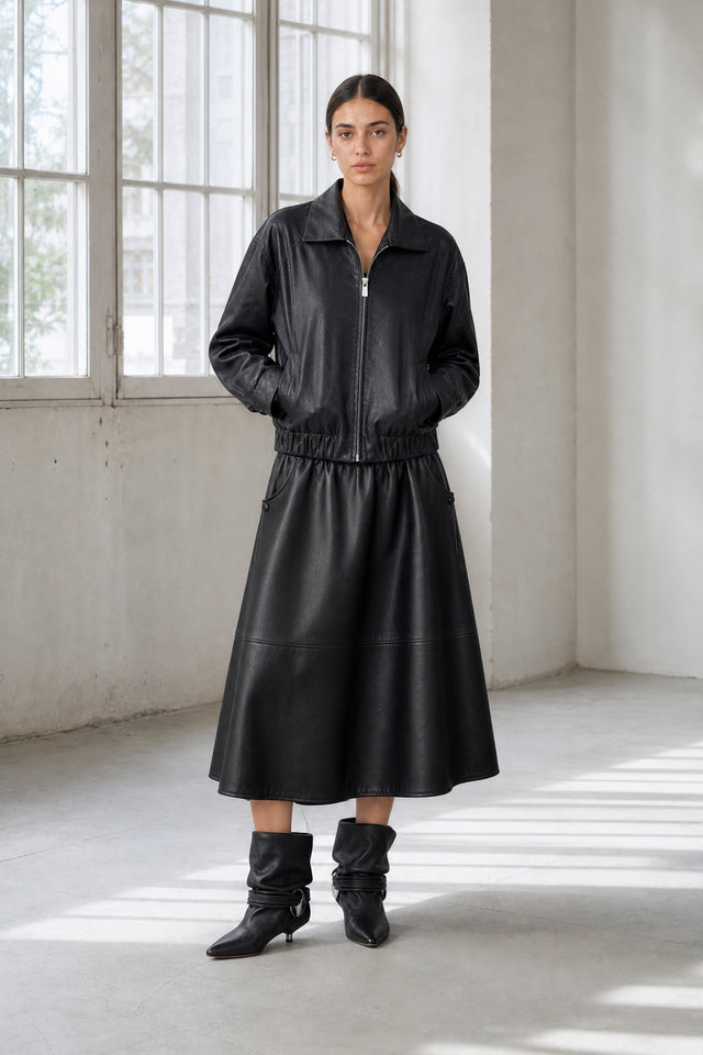 Elle eco leather skirt | Black