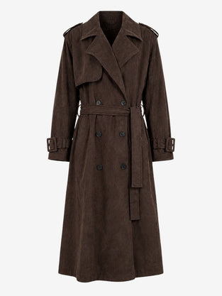 Terra suede effect trench coat | Dark Brown