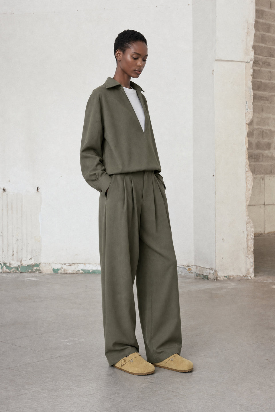 Sloan viscose pleated pants | Green