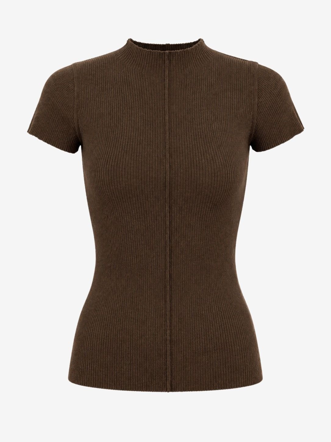 Rina rib knit top | Brown