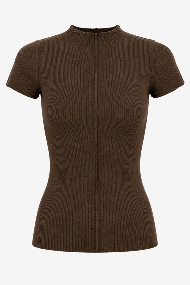 Rina rib knit top | Brown