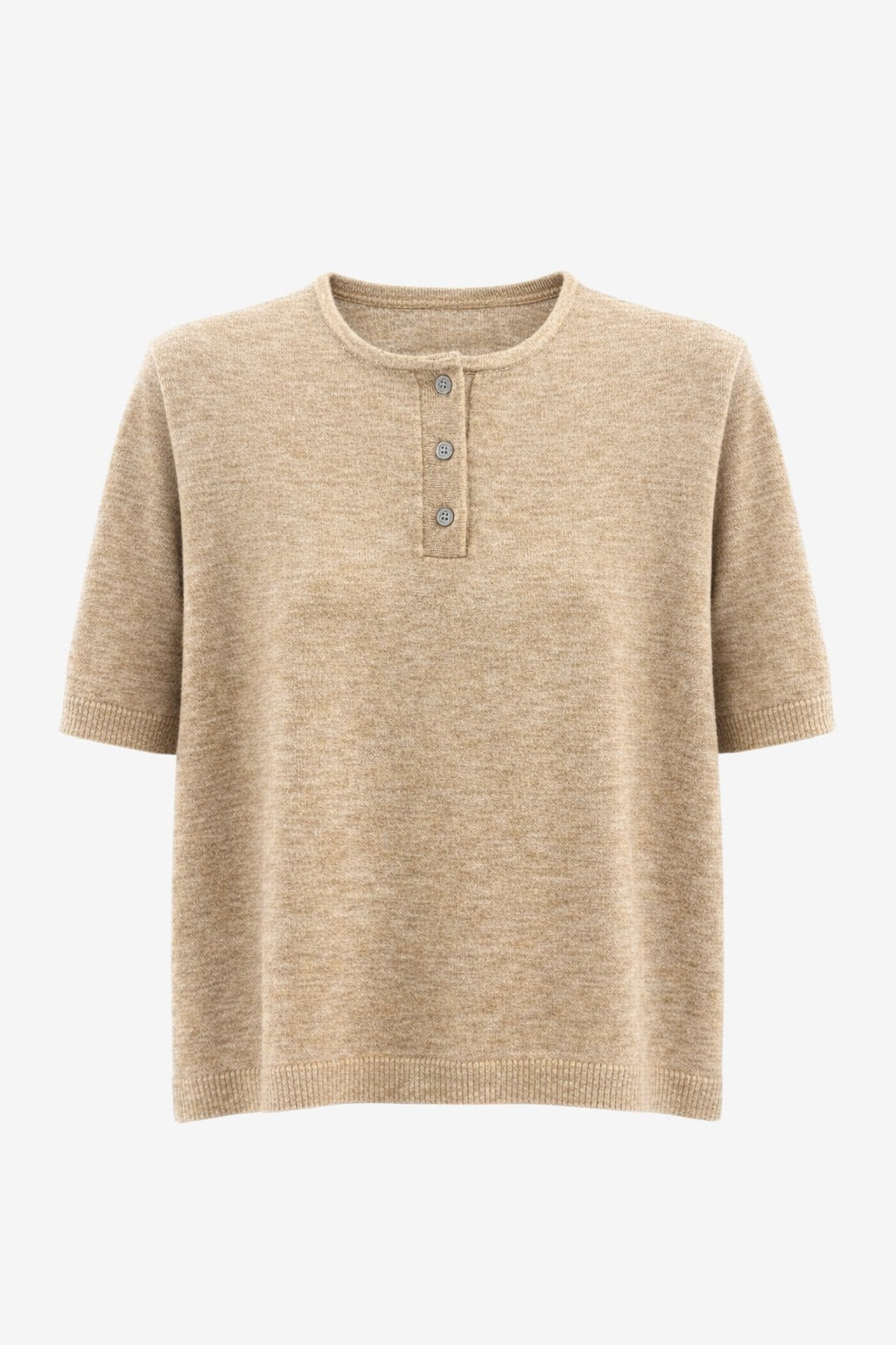Moon plain knit top | Beige Melange
