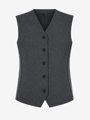Oda back knitted viscose vest | Grey