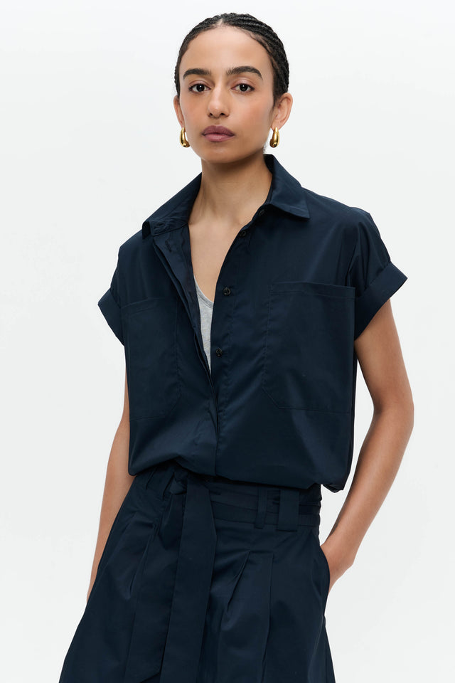 Renate poplin blouse | Blue