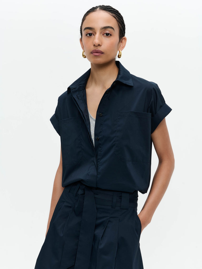 Renate poplin blouse | Blue