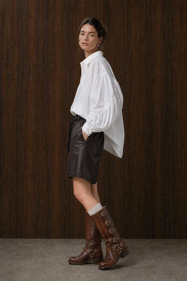 Adelina cotton oversized blouse | White