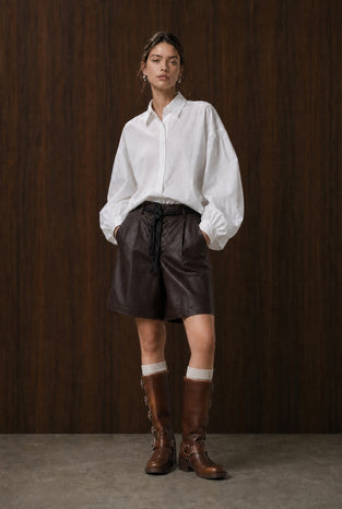 Sola eco leather bermuda shorts | Dark Brown