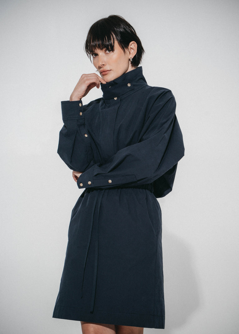 Alba poplin midi dress | Dark Blue