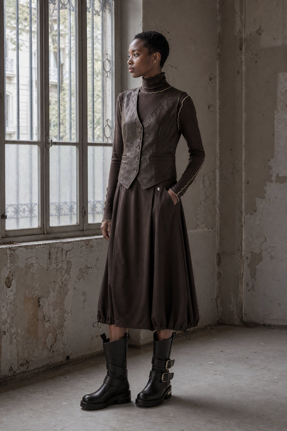 Albina skirt technical jersey | Chocolate