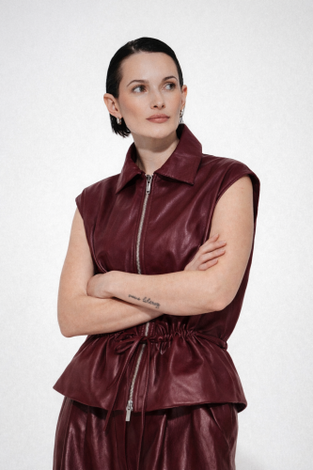 Alora eco leather vest | Bordo
