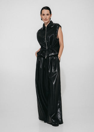 Alora eco leather vest | Black