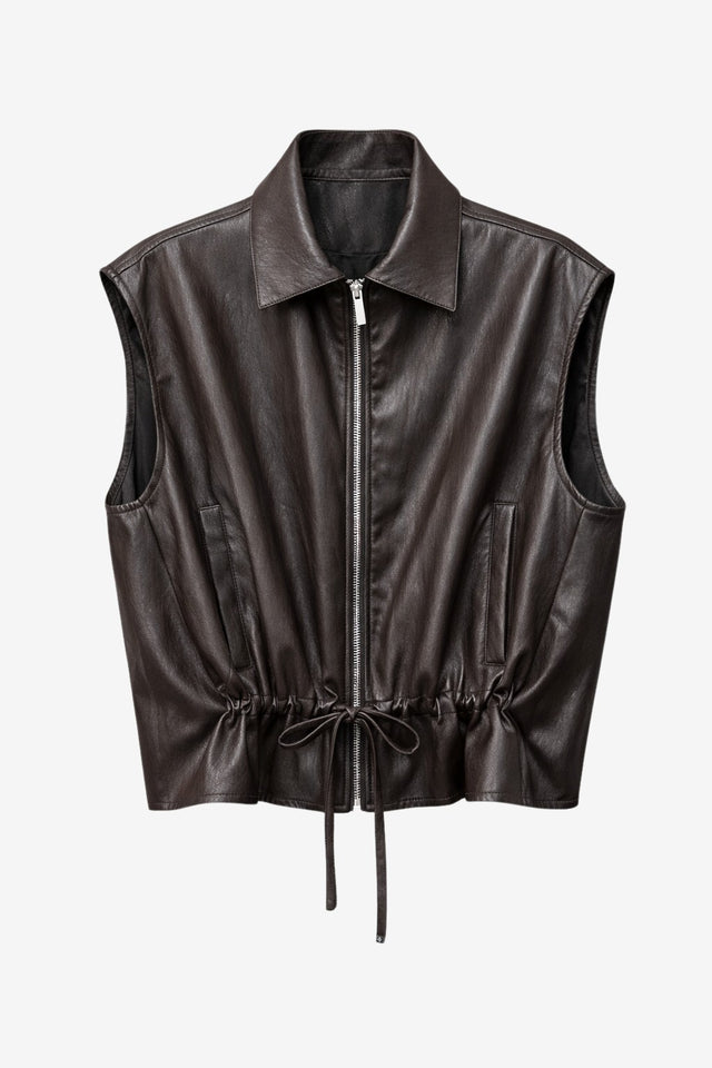 Alora eco leather vest | Dark Brown
