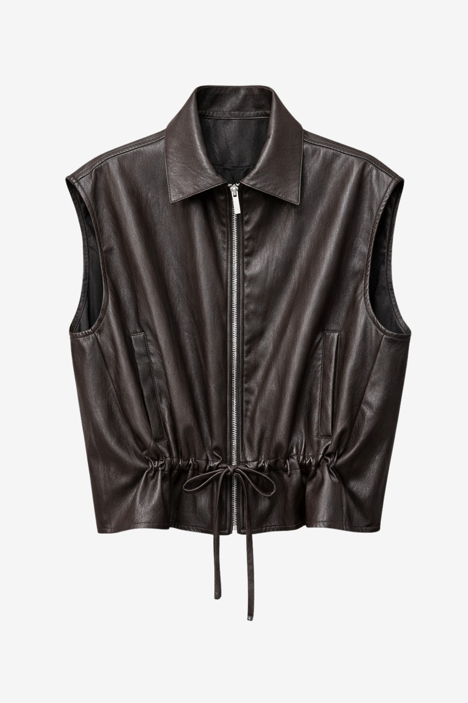 Alora eco leather vest | Dark Brown