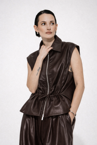 Alora eco leather vest | Dark Brown