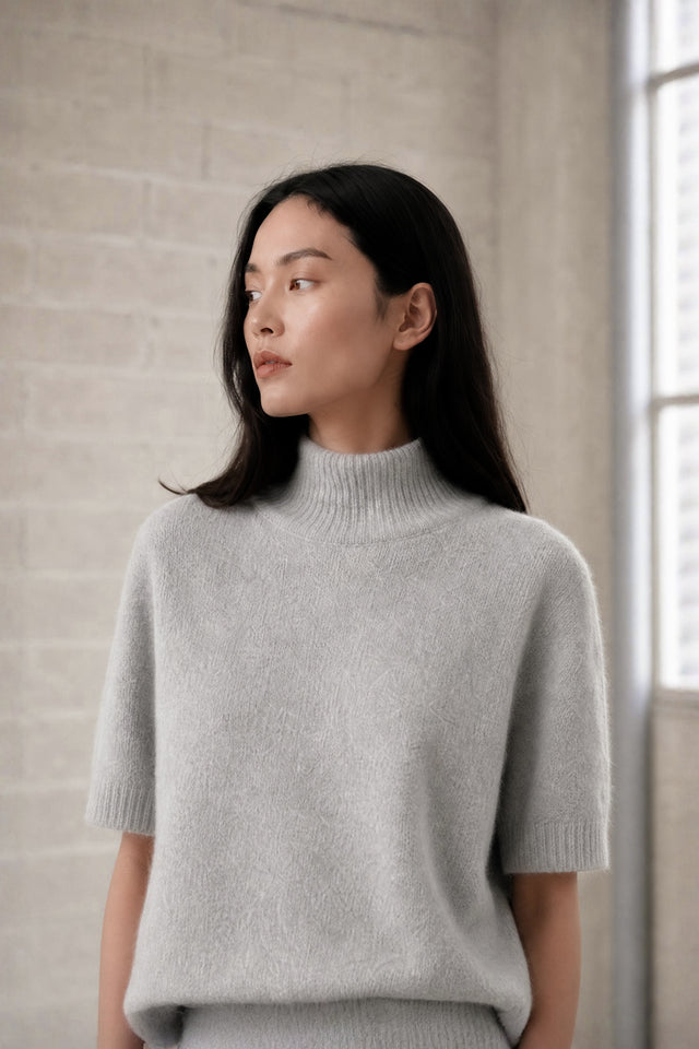 Alpaca knitted dyed top WP09 | Light Grey