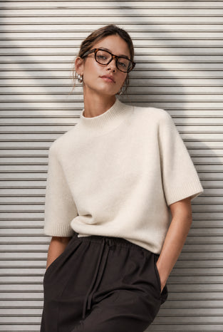 Alpaca knitted dyed top WP09 | Beige