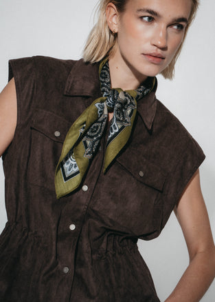 Arden suede effect vest | Dark Brown