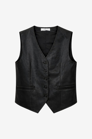 Arian eco leather vest | Black