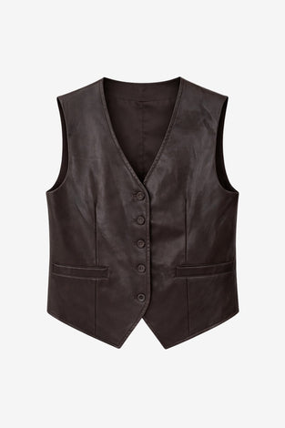 Arian eco leather vest | Dark Brown