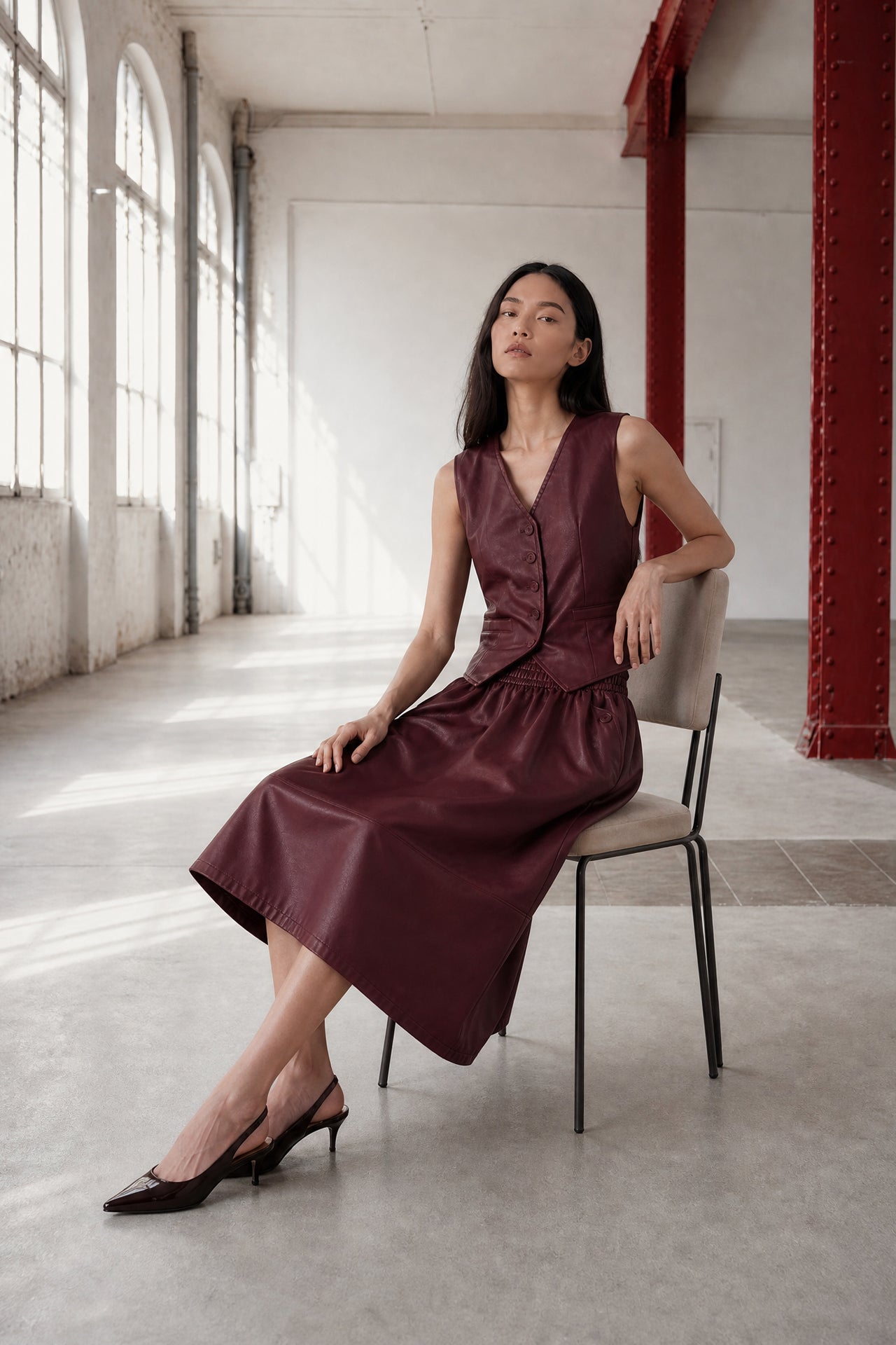 Arian eco leather vest | Bordo