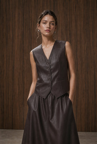 Arian eco leather vest | Dark Brown