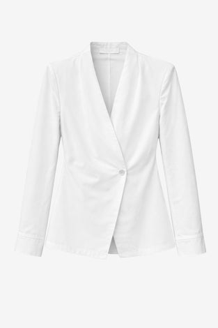 Asymmetric wrap poplin blouse | White
