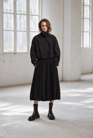 Awrora cotton pleated bomber jacket | Navy
