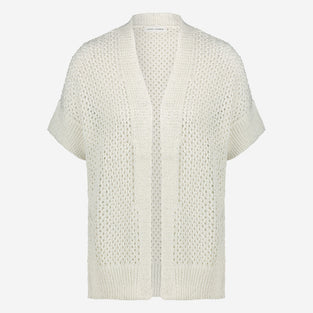 Openwork knit with sequins cardigan 9081 | White