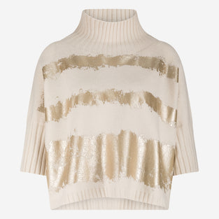 Pullover gold print NB2404 | Beige Gold