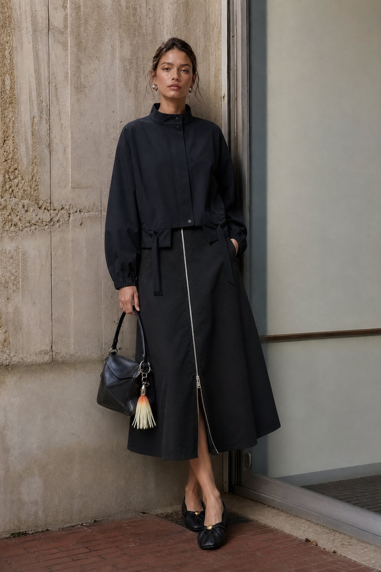Bardolino taffeta zipper skirt | Nero