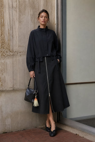 Bardolino taffeta zipper skirt | Nero