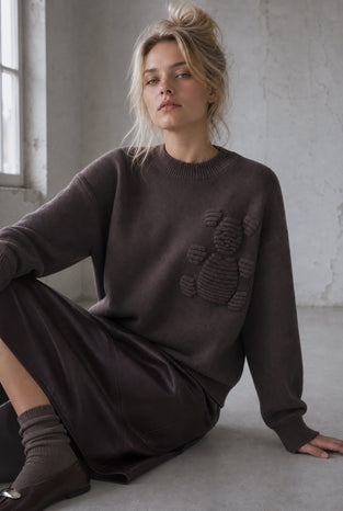 Viscose blend bear pullover 3040 | Brown