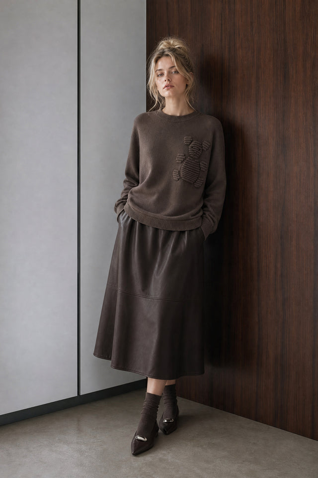 Viscose blend bear pullover 3040 | Brown