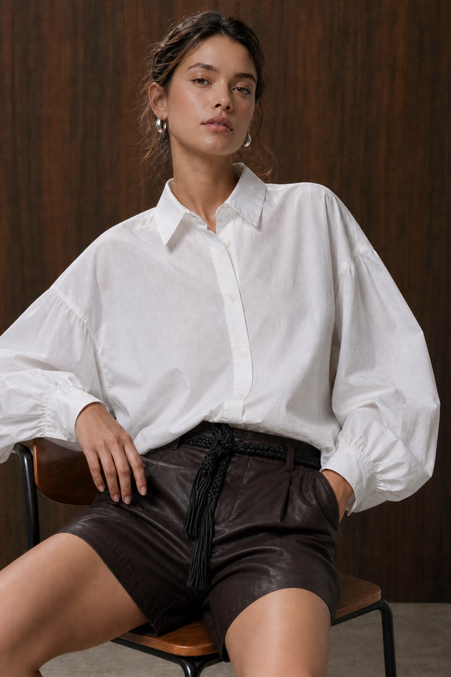 Adelina cotton oversized blouse | White