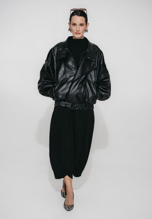 Bo eco leather oversized jacket | Black