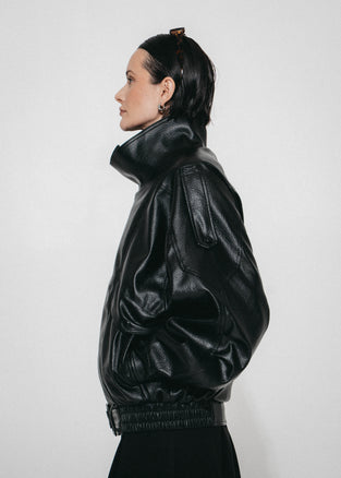 Bo eco leather oversized jacket | Black